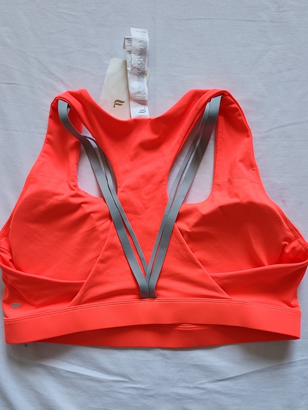 Fabletics Neon Coral Orange Racerback Sports Bra Plus Size 1X NWT - Picture 2 of 8